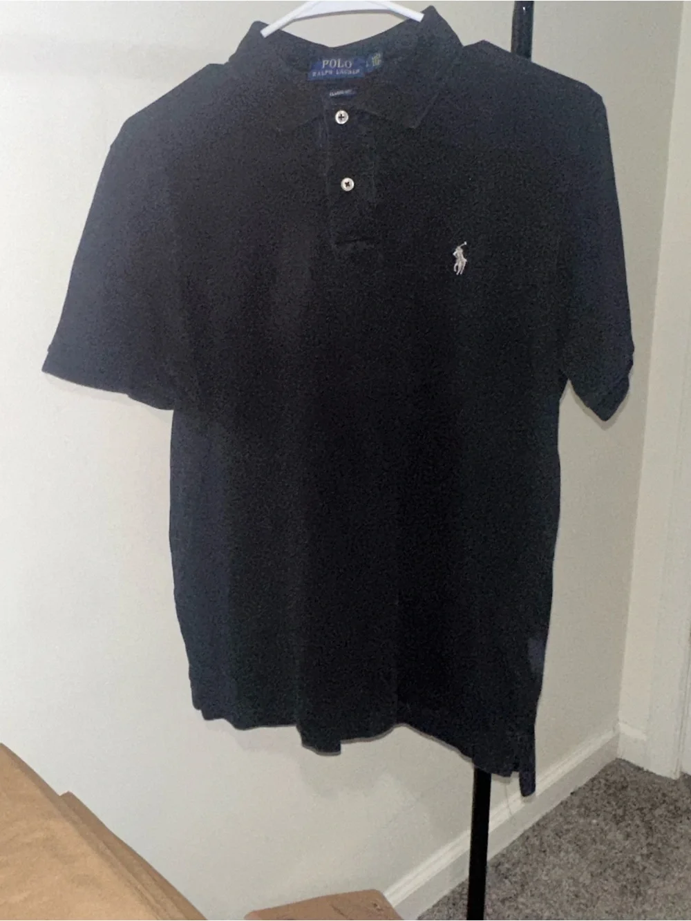 Ralph Lauren Black Polo Shirt with White Pony - Classic Fit